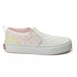 Vans Asher‎ Kids Slip-on Skate Shoes Pastel Checkered Size 4
